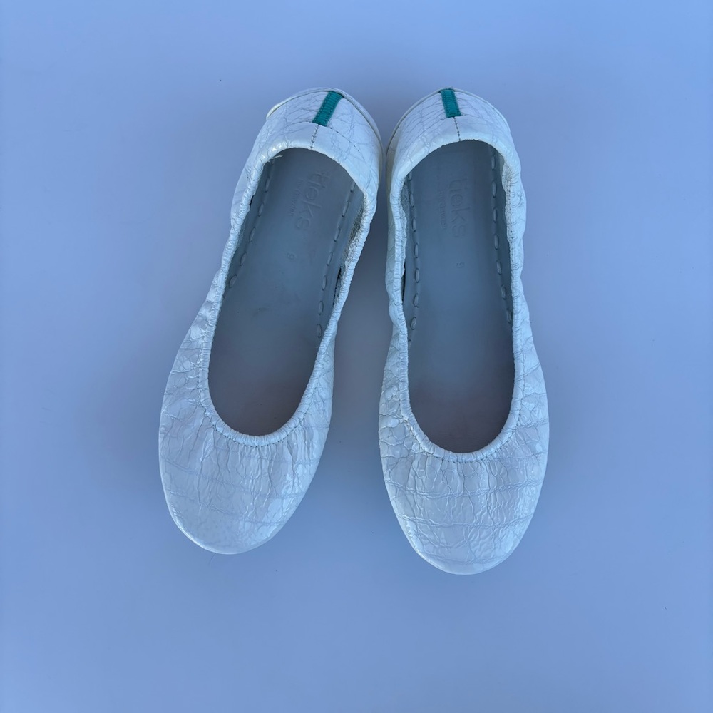 Tieks Diamond White Crocodile Croc Textured Ballet Flats Like New Size 9